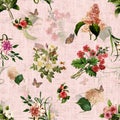 Seamless pattern ofÃÂ colored floral seasonal vintage. Royalty Free Stock Photo